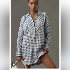 Maeve Blue and White Checkered Mini Dress